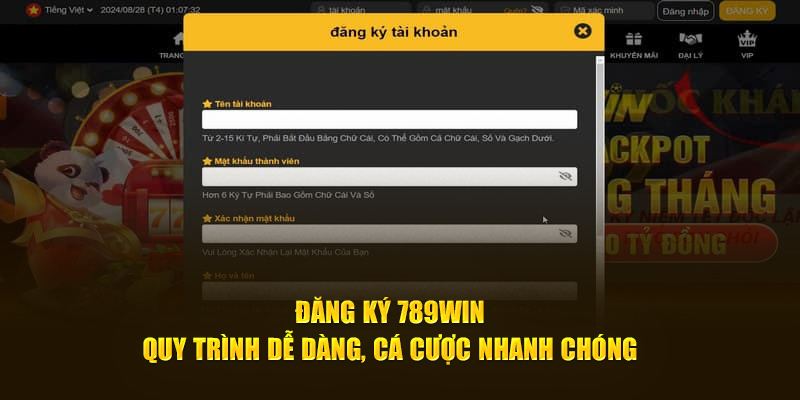 đăng ký 789win là quy trình dễ dàng nhanh gọn